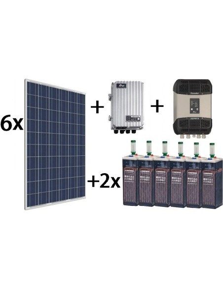 Kit solar TOP de 7000Wh/día de 24V con inversor senoidal de 2400w STUDER para uso permanente
