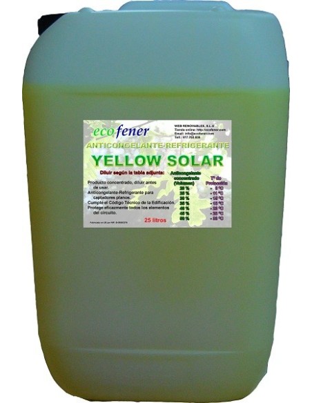 Garrafa 25 litros de anticongelante-refrigerante concentrado para uso solar