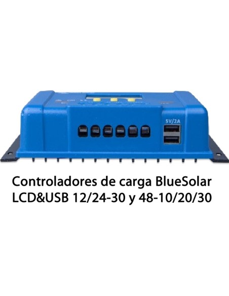 Controlador de carga Victron BlueSolar PWM-LCD y USB de 30A y 12/24v