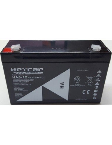 Batería AGM de 6V y 12A HEYCAR HA6-12