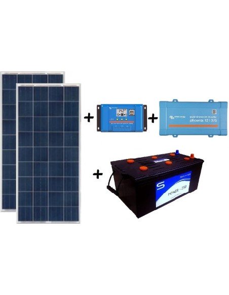 Kit solar de 1100W/día con inversor senoidal de 700w para uso de fin de semana