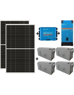 Kit solar fotovoltaico de 1400W/día con inversor senoidal de 650w para uso  de fin de semana