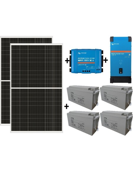 Kit solar de 3000W/día con inversor senoidal de 1600w para uso de fin de semana