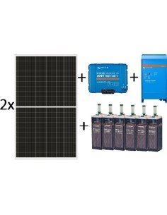 Kit solar aislada de 3000Wh al día, de 12V con inversor-cargador de 1600w para uso permanente