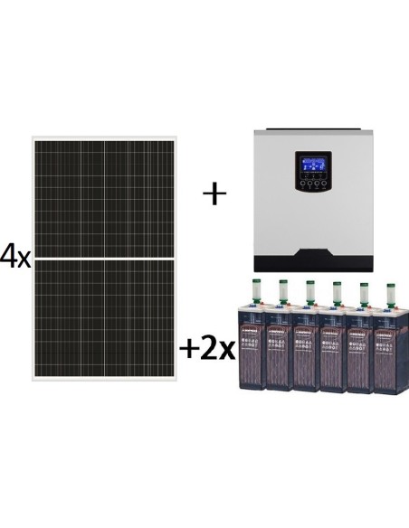 Kit solar aislado completo ECO de 6000Wh/día de 24V con inversor senoidal de 3000w para uso permanente