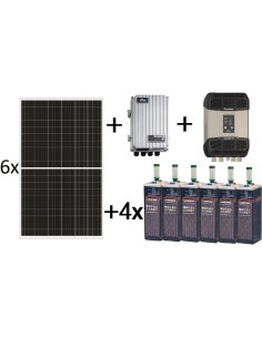 Kit fotovoltaico TOP de 9.500Wh/día de 48V con inversor-cargador de 4000VA para uso permanente