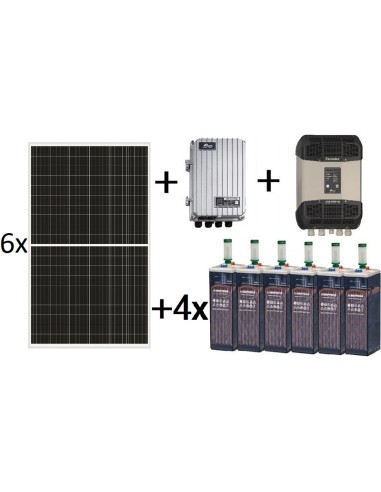 Kit fotovoltaico TOP de 9.500Wh/día de 48V con inversor-cargador de 4000VA para uso permanente