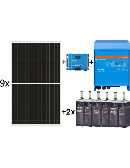 Kit solar TOP de 13.000W/día de 24V con inversor senoidal de 4500w Victron para uso permanente