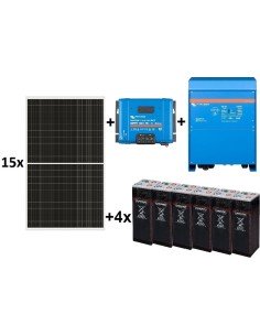 Kit fotovoltaico TOP de 23.000W/día de 48V con inversor senoidal de 6500w para uso permanente