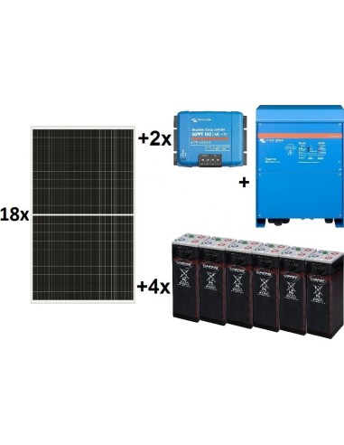 Kit solar TOP de 29.000W/día de 48V con inversor senoidal de 8000w para uso permanente