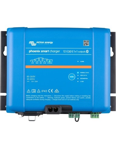 Cargador de baterías de 12V y 30A Victron Phoenix Smart IP43 12/30 (1+1) + Cable AC (120-240Vac)